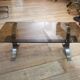 Table basse en acier brossé et verre fumé