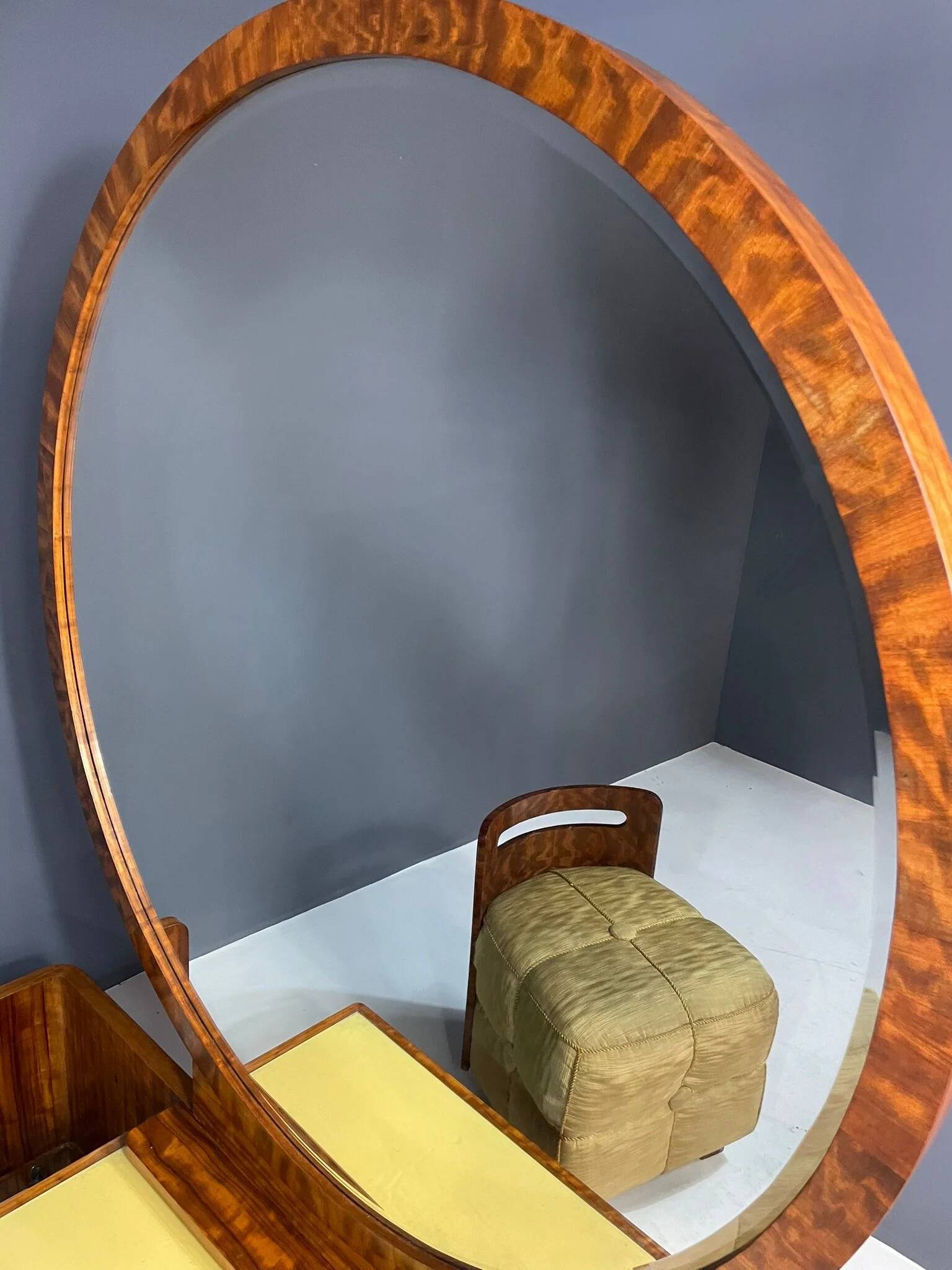 Art Deco vanity with stool, walnut, Czechoslovakia, 1930s