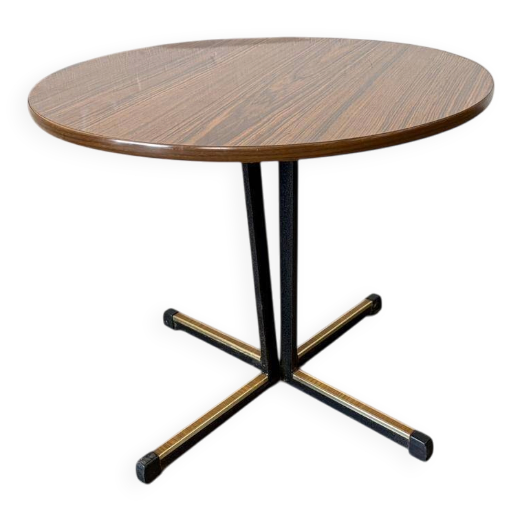 Vintage round side table / side table with black star base