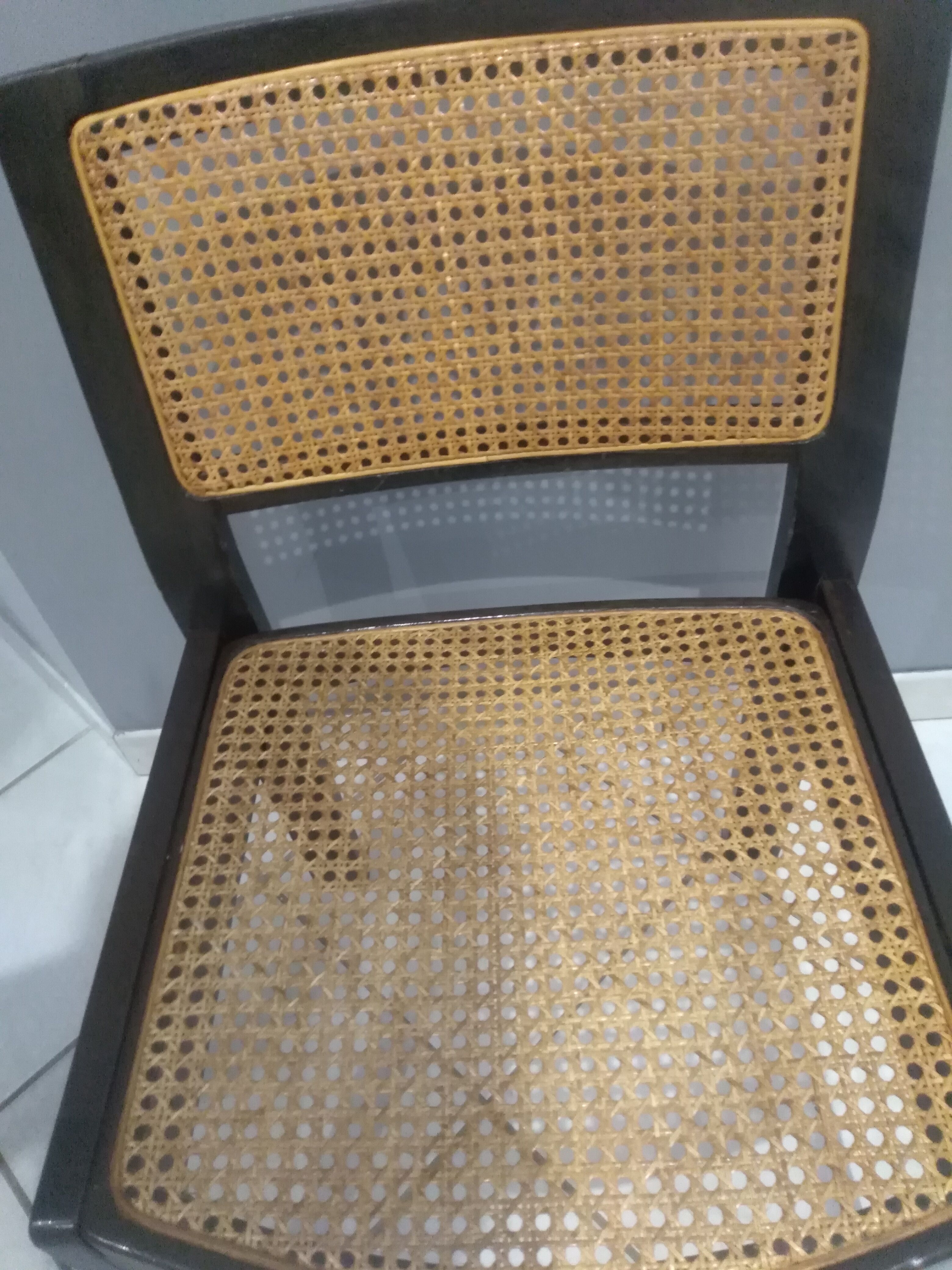 Suite de 4 chaises en cannage Baumann vintage 1970