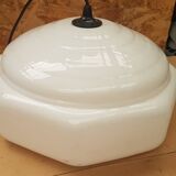 Old white plastic pendant lamp 1970s vintage