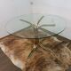 Glass round table - design 70s - Hollywood Regency