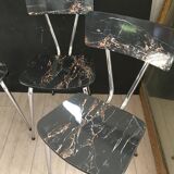 Set of 4 chairs in marbled formica