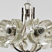 Crystal Glass Flower Pendant Light in Kalmar Style by Sische, Germany, 1970s