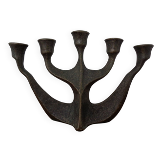 Brutalist Bronze Candleholder by Michael Harjes, 1960s