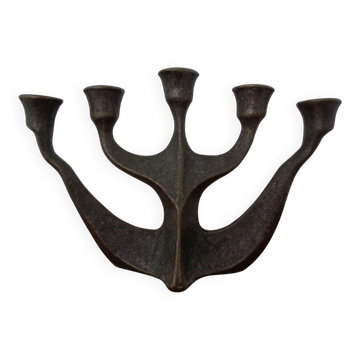 Brutalist Bronze Candleholder by Michael Harjes, 1960s