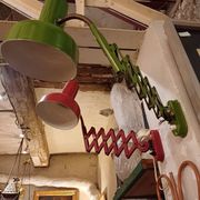 Pair of red and green Hala Zeist wall lights Dutch design 1960