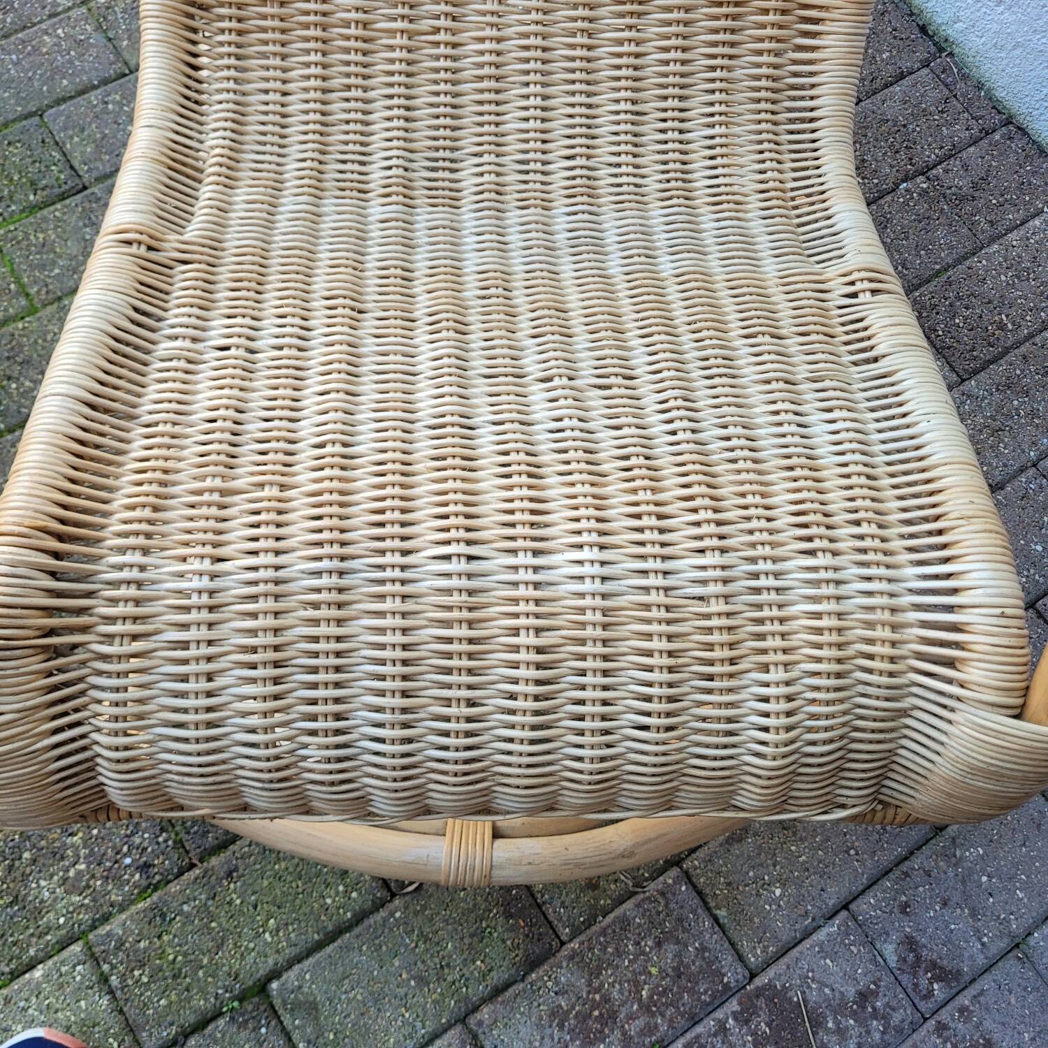 Rattan and bamboo rocking chair — Vintage bohemian style, 1970s