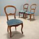 Antique Louis-Philippe chairs in walnut and velvet, Italy, 19th century.