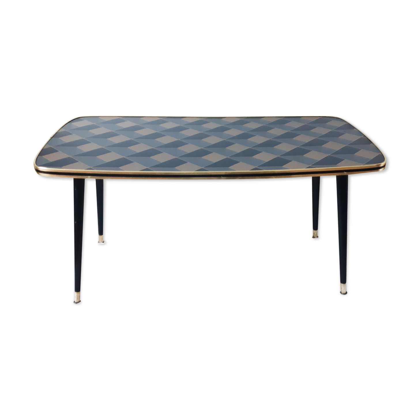 Living room coffee table, vintage, compass legs, 50s