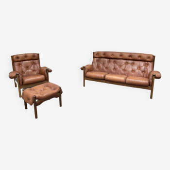 Santa Fe Style Two-Piece Leather Living Room