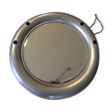 Vintage bright round bathroom mirror in metal