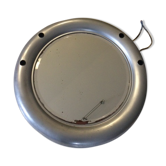 Vintage bright round bathroom mirror in metal
