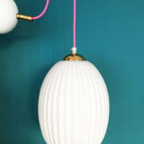 Hanging in opaline and teak Louis Kalff