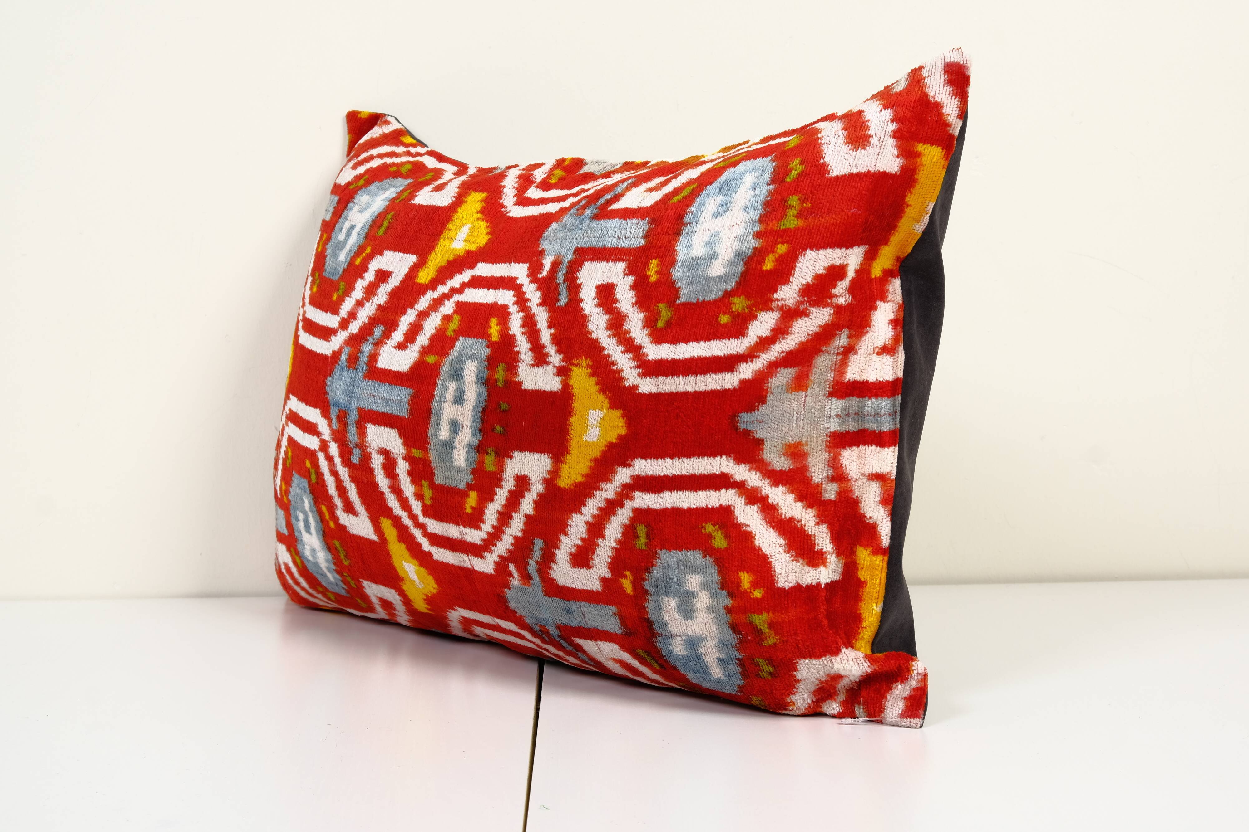 Ikat velvet pillow cover