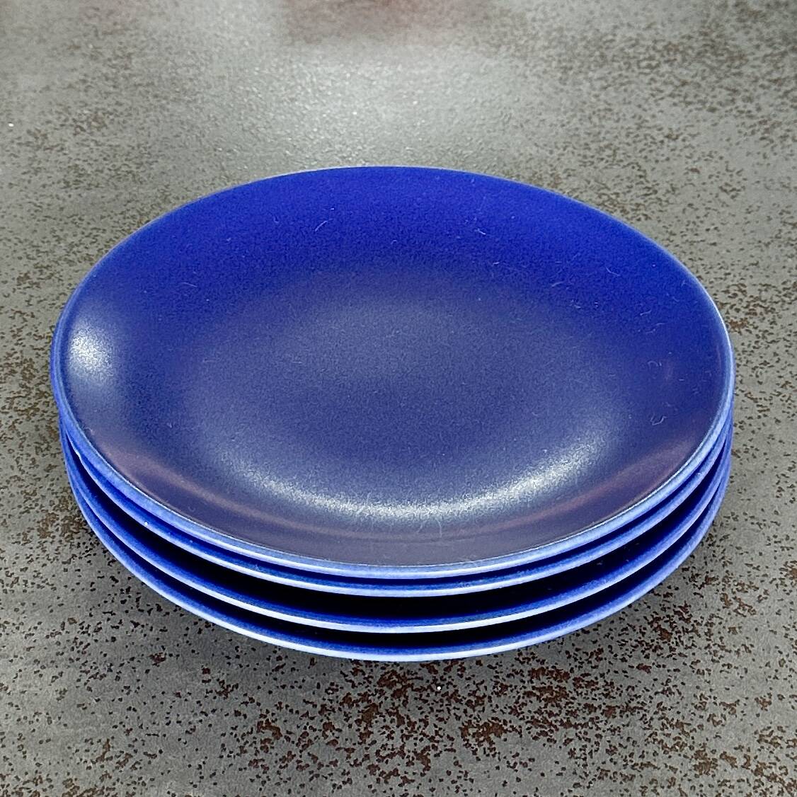 Set of 4 blue plates, Hoganas Keramik, Sweden