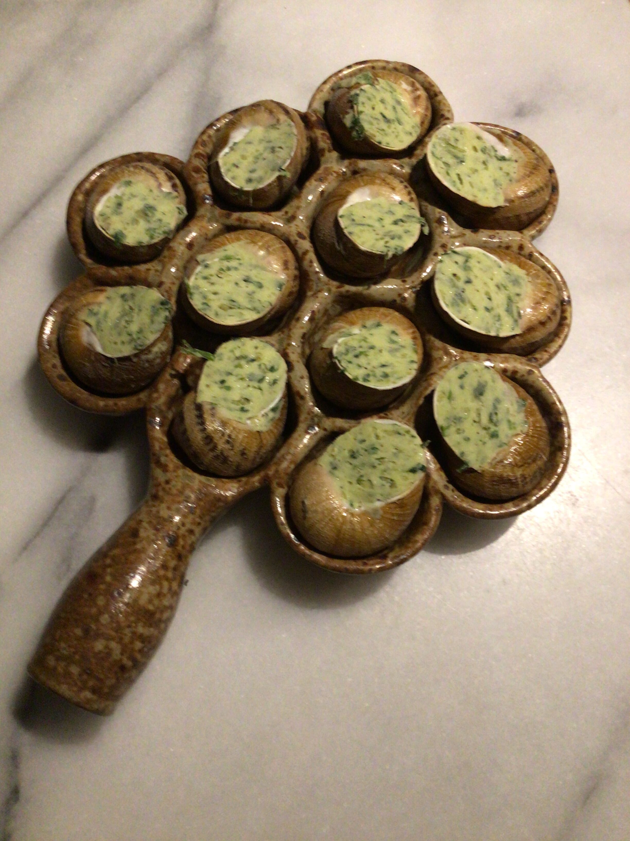 Assiettes à escargots grès moucheté artisanal (lot de 3)