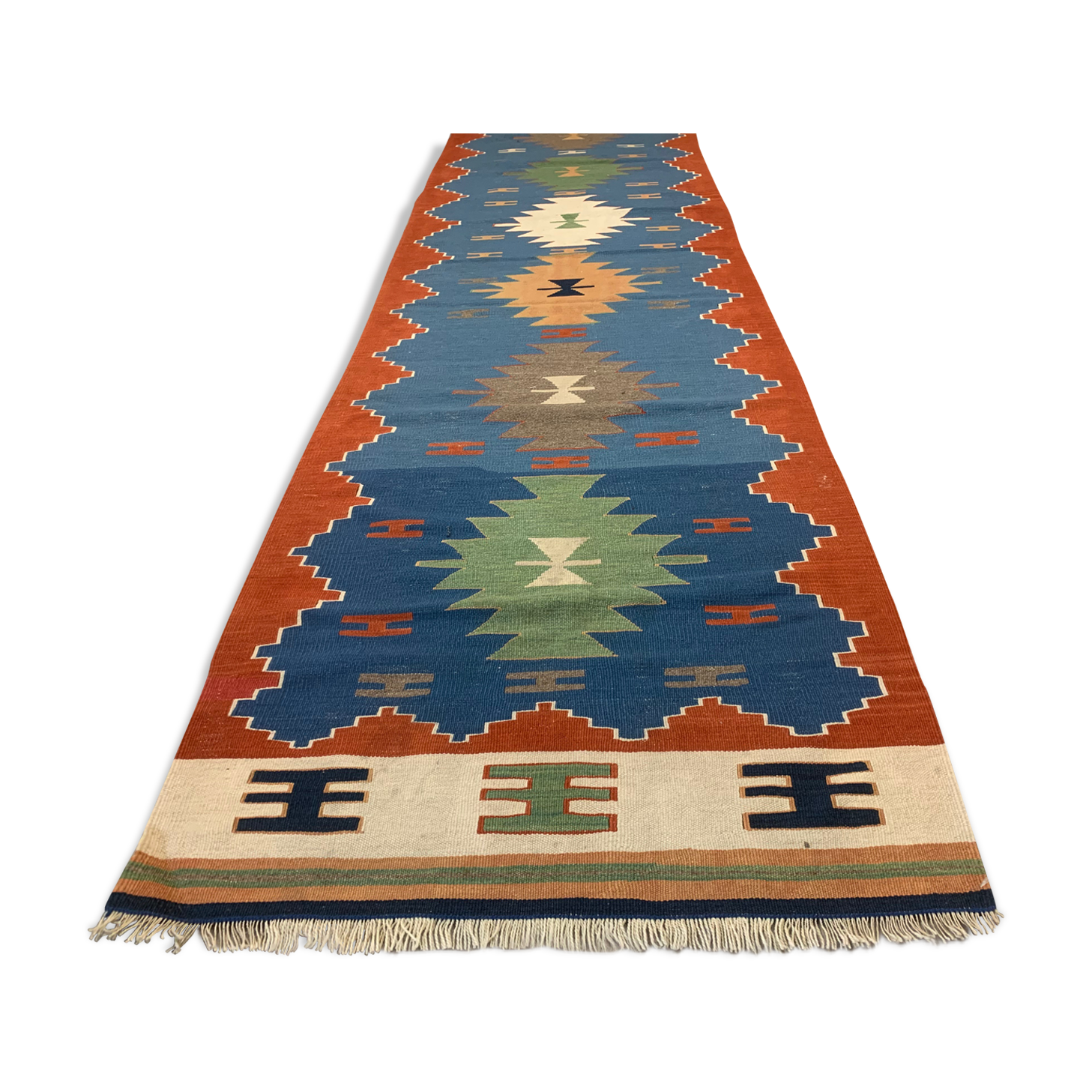 Old Turkish narrow Kilim Runner 327x85 cm, shabby chic, vintage decor kelim rug