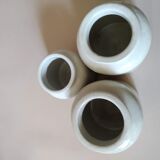 Set of 3 enamelled stoneware mustard pots