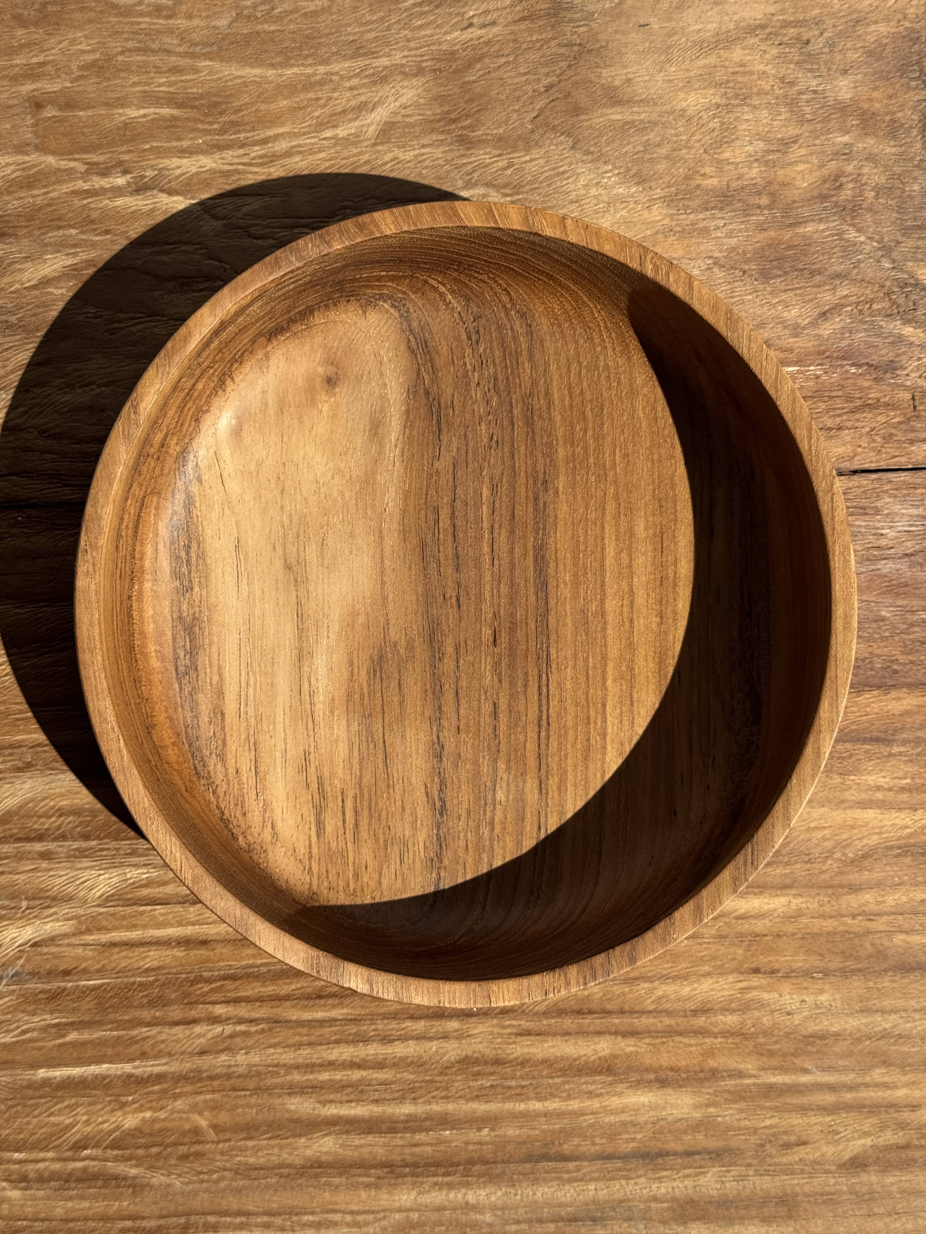 Bowl, cut or presentation plate in monoxyle teak D21 H5