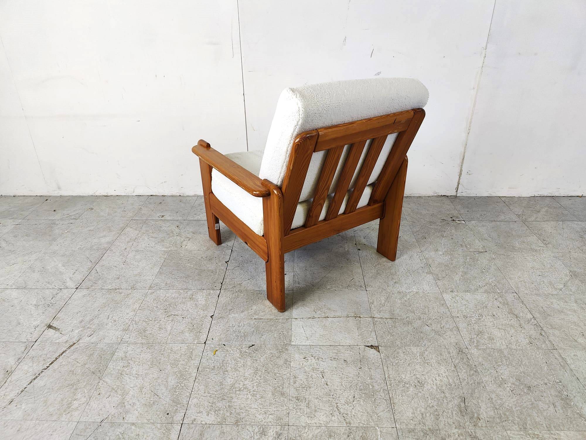 Vintage pine wood armchair, 1960s