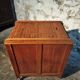 Vintage French oak office rolling cabinet with tambour door, 1950s.