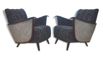 1/2 Tres beaux fauteuils originaux des années 50 ailes de chauve souris