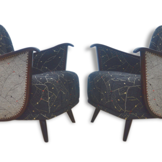 1/2 Tres beaux fauteuils originaux des années 50 ailes de chauve souris