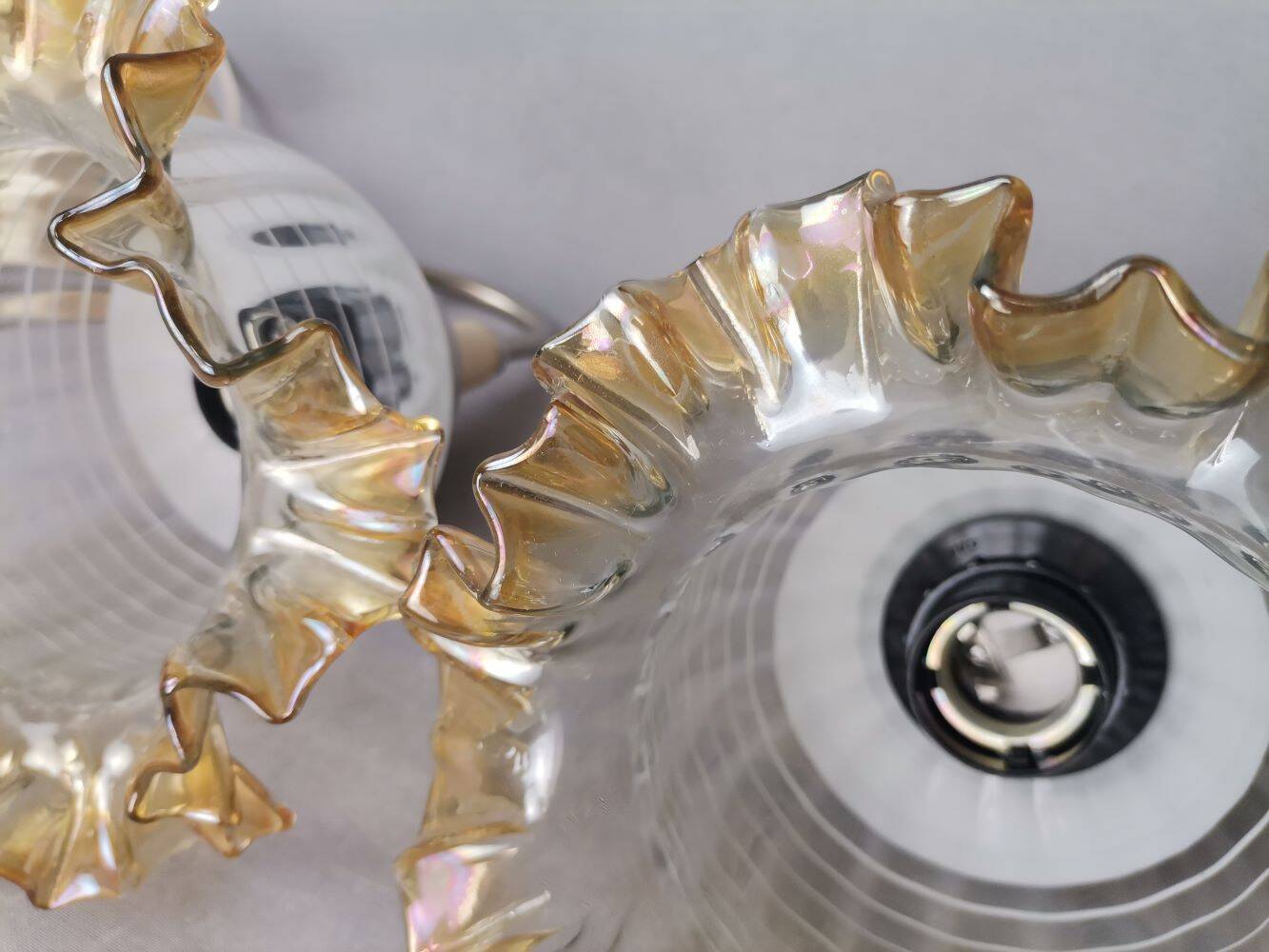 Pair of 1980s glass tulip wall lamps from USSR