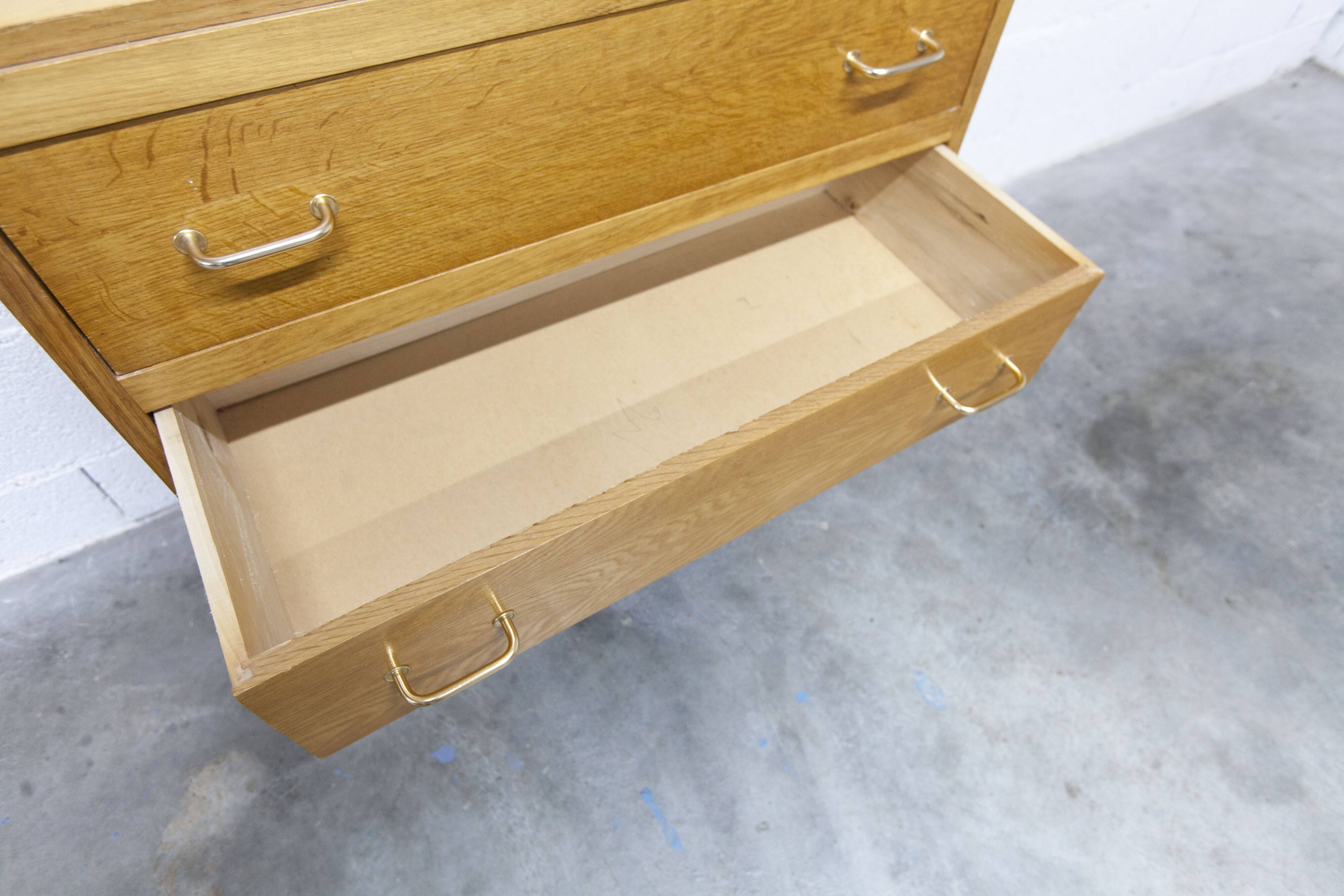 3-drawer chest with splayed legs, 1960s, honey color