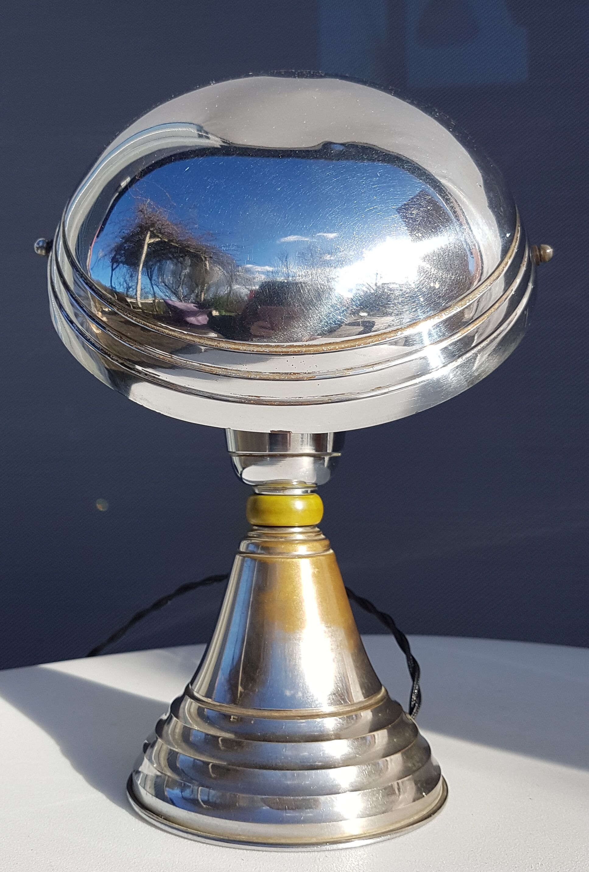 Art deco chrome brass mushroom lamp