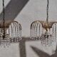 Paire de lustres perlés d’or italien vintage