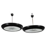 Pair of large Bauhaus "UFO" pendant lights by Josef Hurka for Napako, 1940s