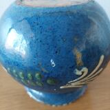 Primavera ball vase in blue ceramic with plant frieze 1920 1930