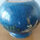 Primavera ball vase in blue ceramic with plant frieze 1920 1930