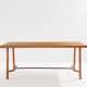 Jacques Adnet dining table oak red leather brass 1950
