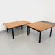 Suite of two vintage modernist Isa coffee tables in teak and black metal from the 60s