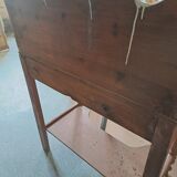 Meuble de salle de bain en bois patine blanche et marron