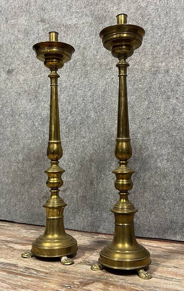 Pair of Italian bronze and brass candlesticks from the late 18th century