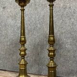 Pair of Italian bronze and brass candlesticks from the late 18th century