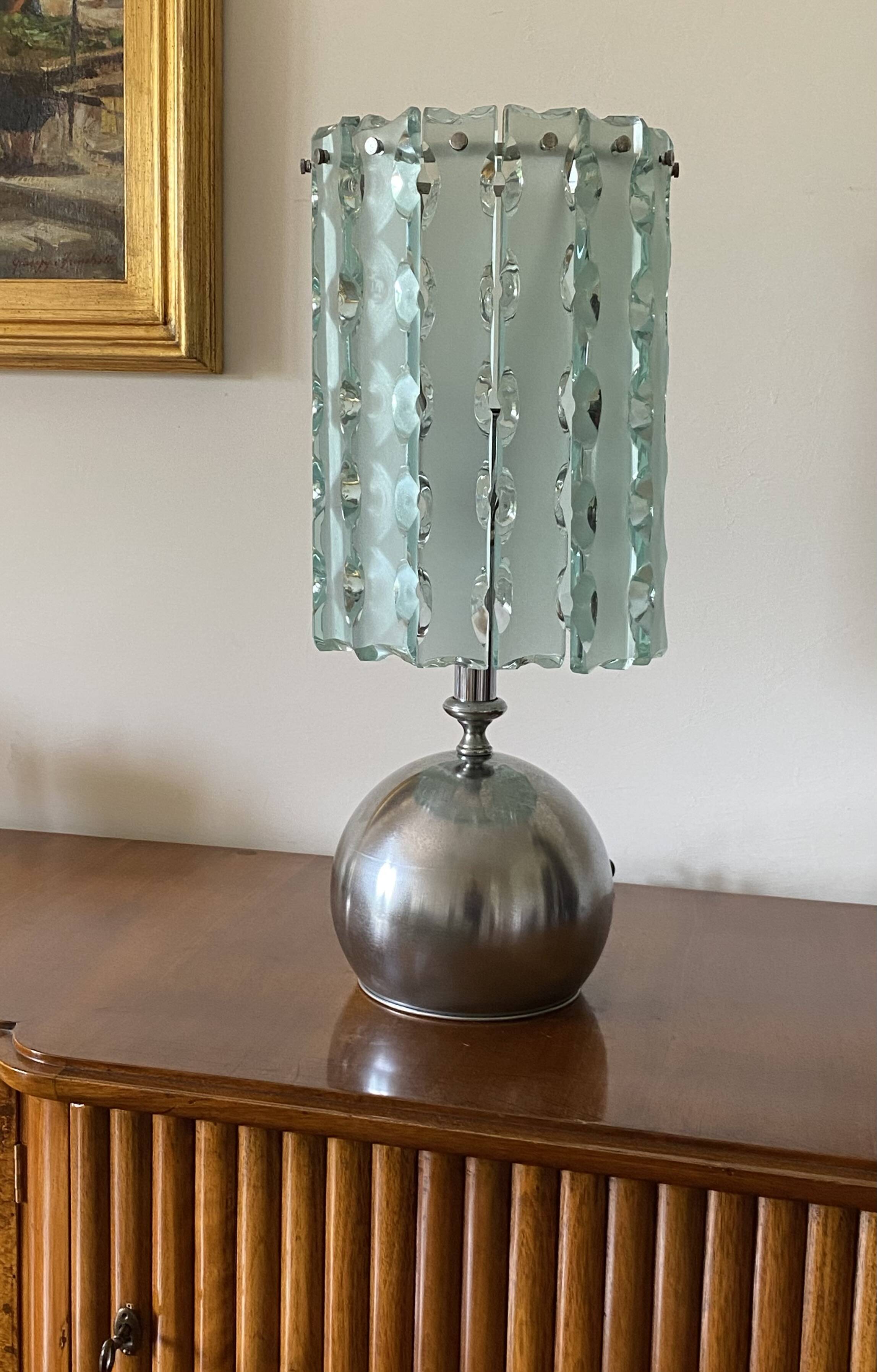 Molded glass table lamp,  Italy circa 1970