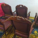 Series of 6 Louis XV armchairs in mahogany and leather