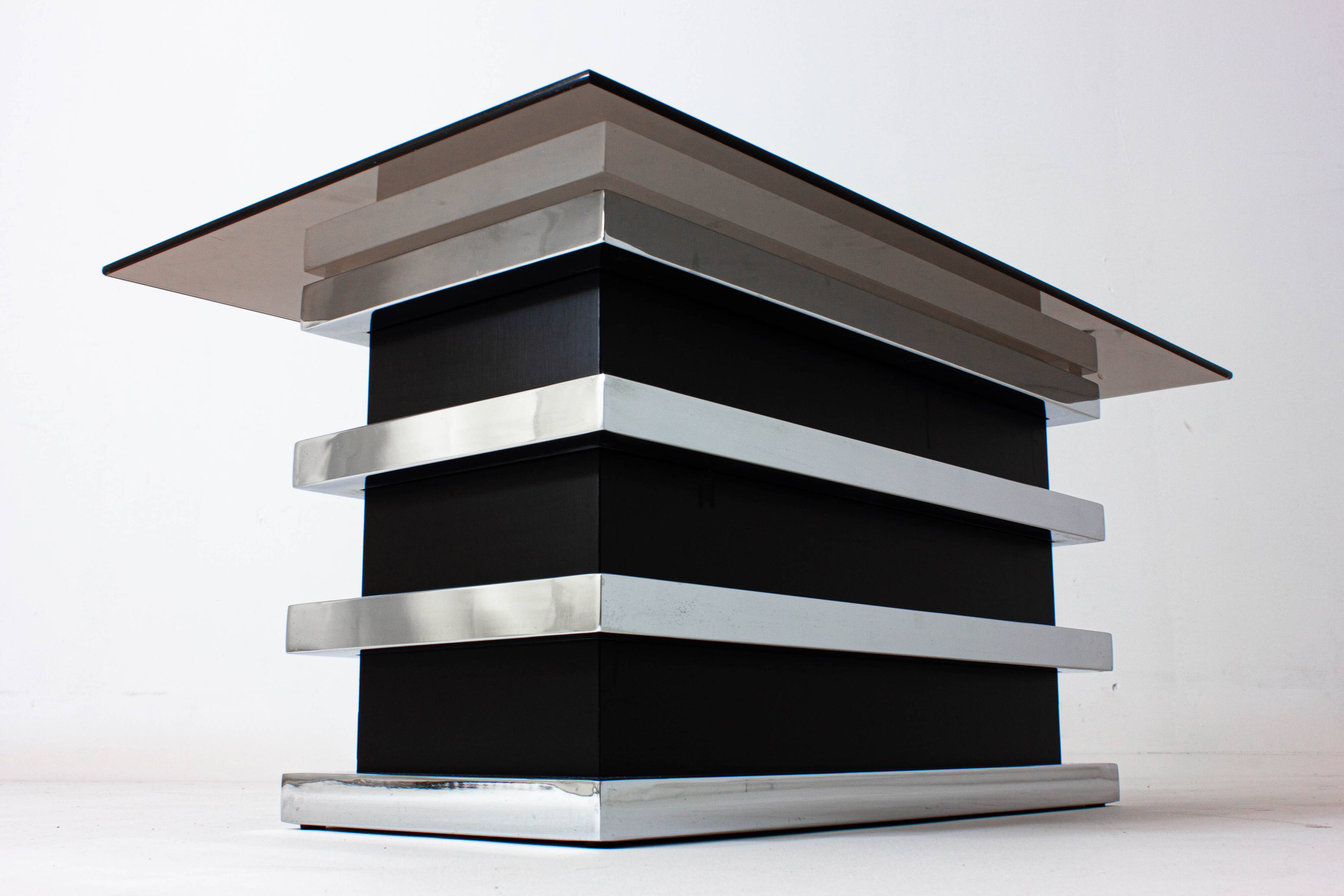 Black and chrome vintage coffee table by Belgo Chrom, 1970s