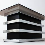 Table basse vintage noire et chromée par Belgo Chrom, 1970