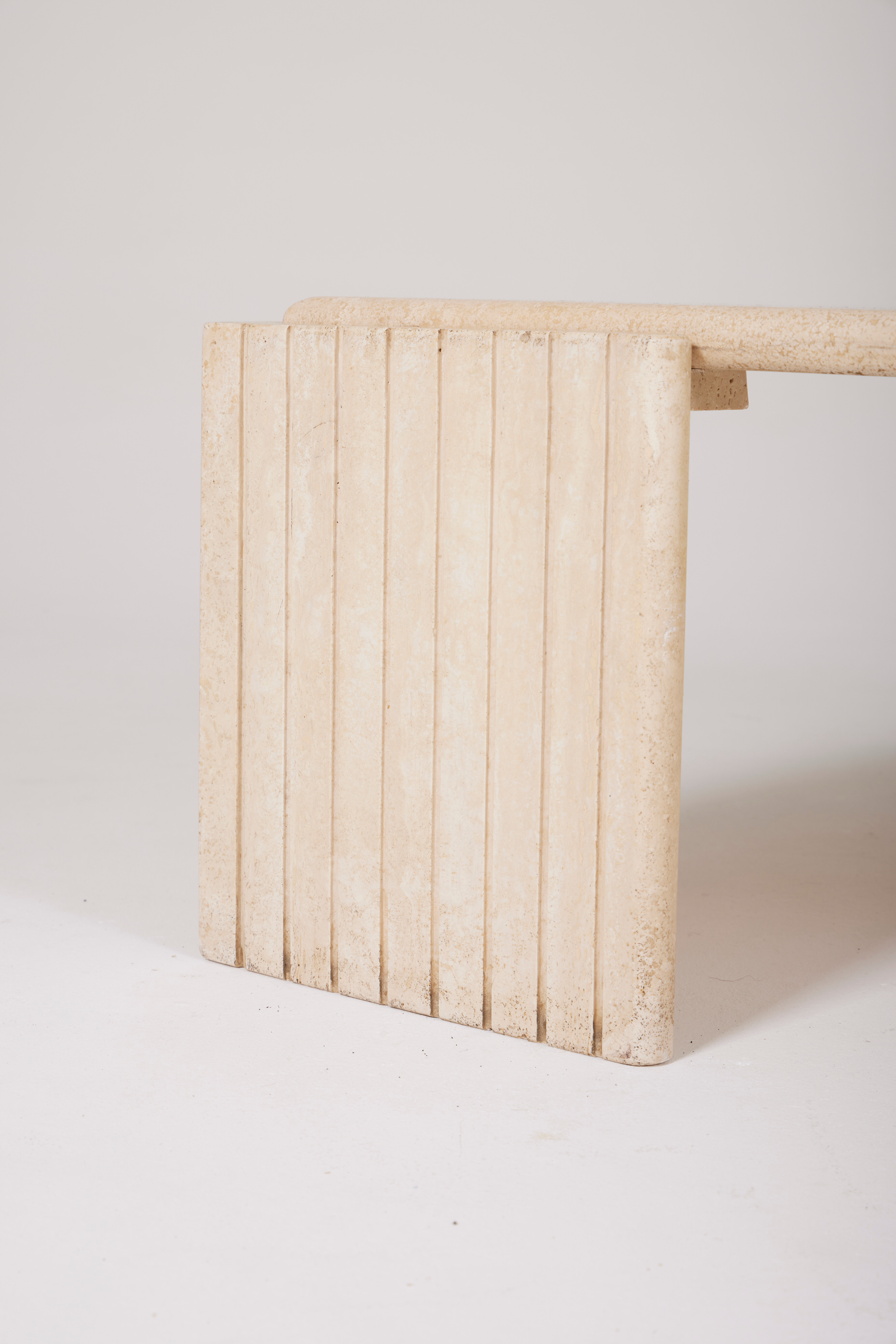 Travertine coffee table in eye shape, 1970s