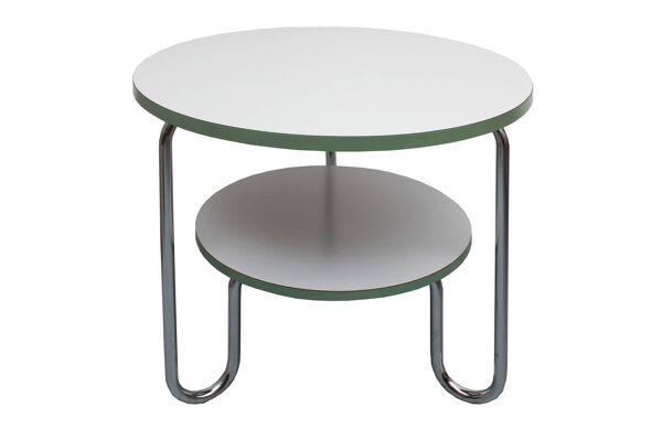 Table à boucles des années 1930 en chrome et formica