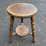 Tripod stool with turned solid wood legs