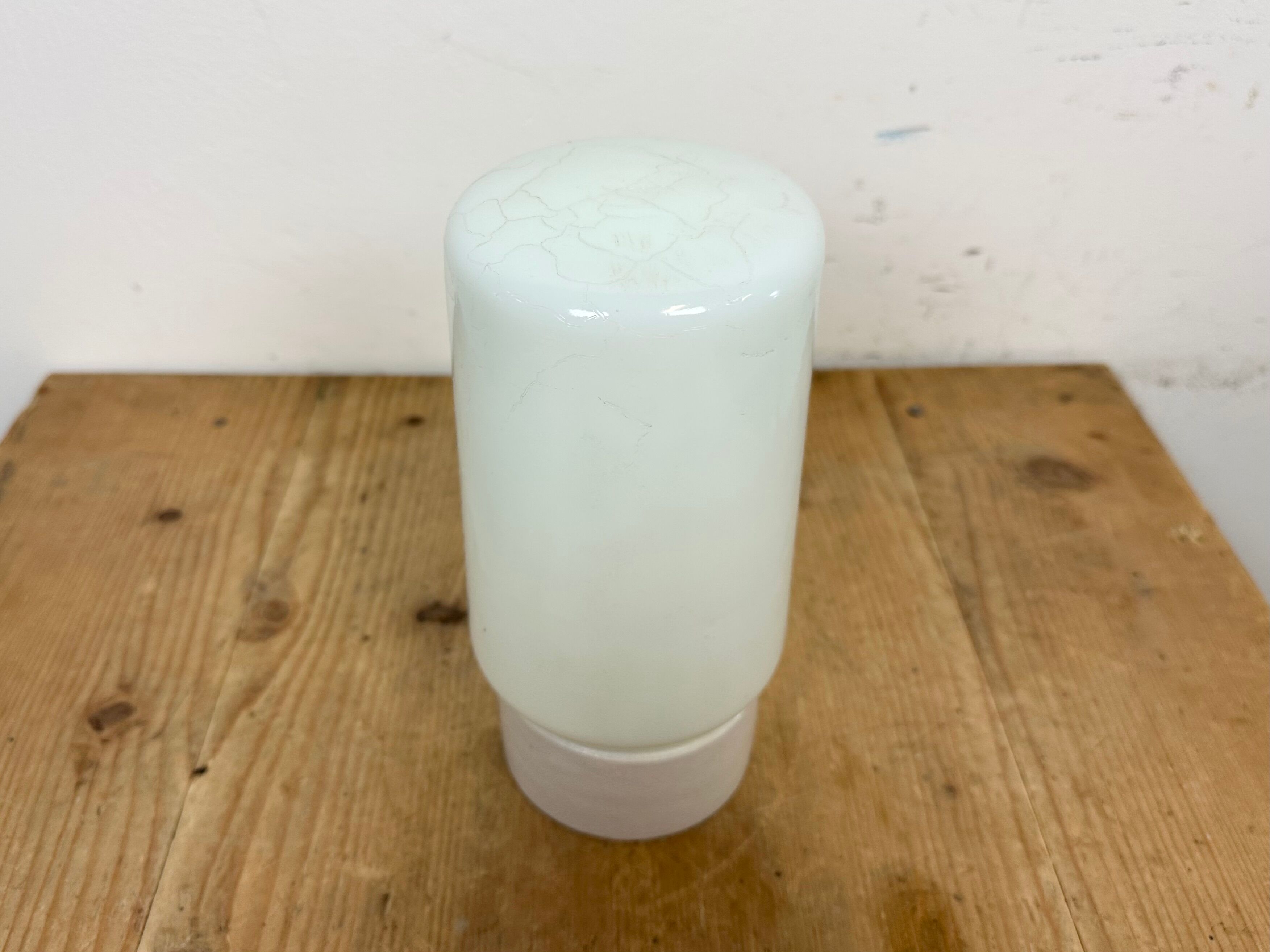 Vintage White Porcelain Ceiling Light with Milk Glass, 1970s