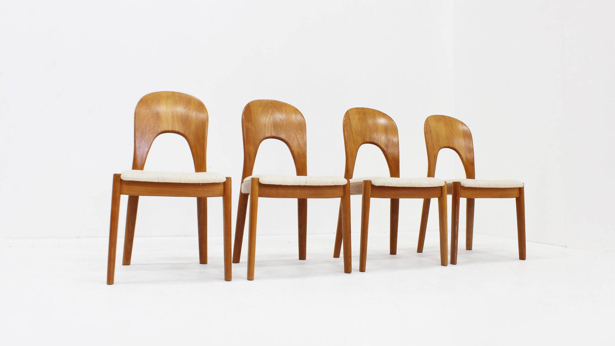 Vintage Danish solid teak dining chairs by Niels Koefoed 1960s set of 4