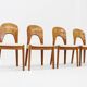 Vintage Danish solid teak dining chairs by Niels Koefoed 1960s set of 4
